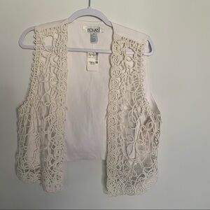 Vintage hippie crochet vest boho festival hippie Y2K off white floral Large